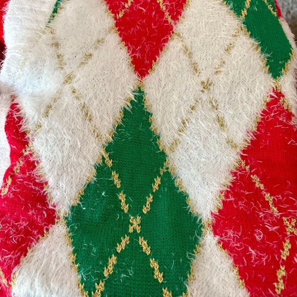 Holiday Time Christmas Gnome Argyle Festive Cardigan Sweater Womens size Large - Picture 9 of 16